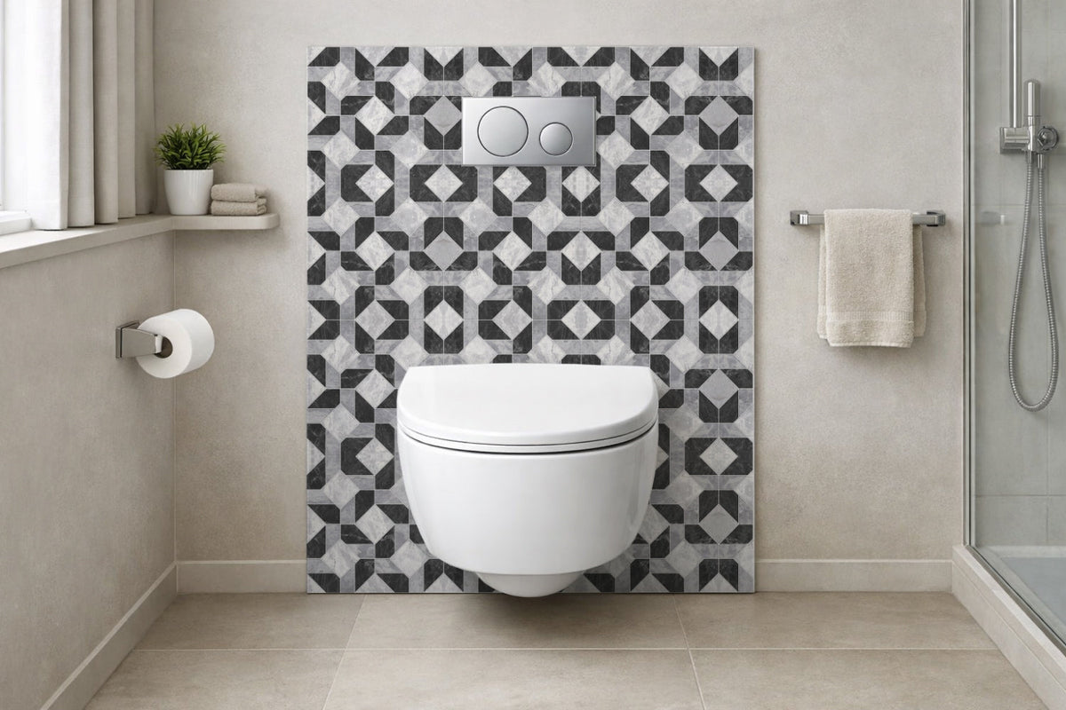 Toilettenrückwand Fliesenoptik