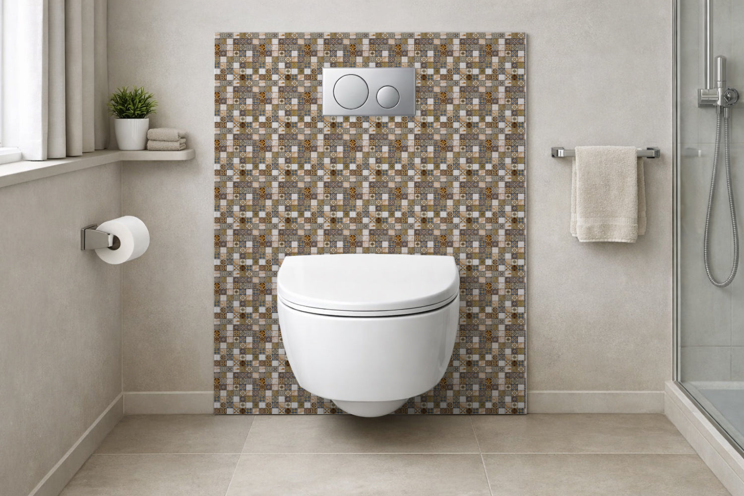 Toilettenrückwand Fliesenoptik