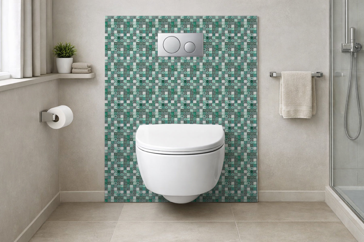 Toilettenrückwand Fliesenoptik