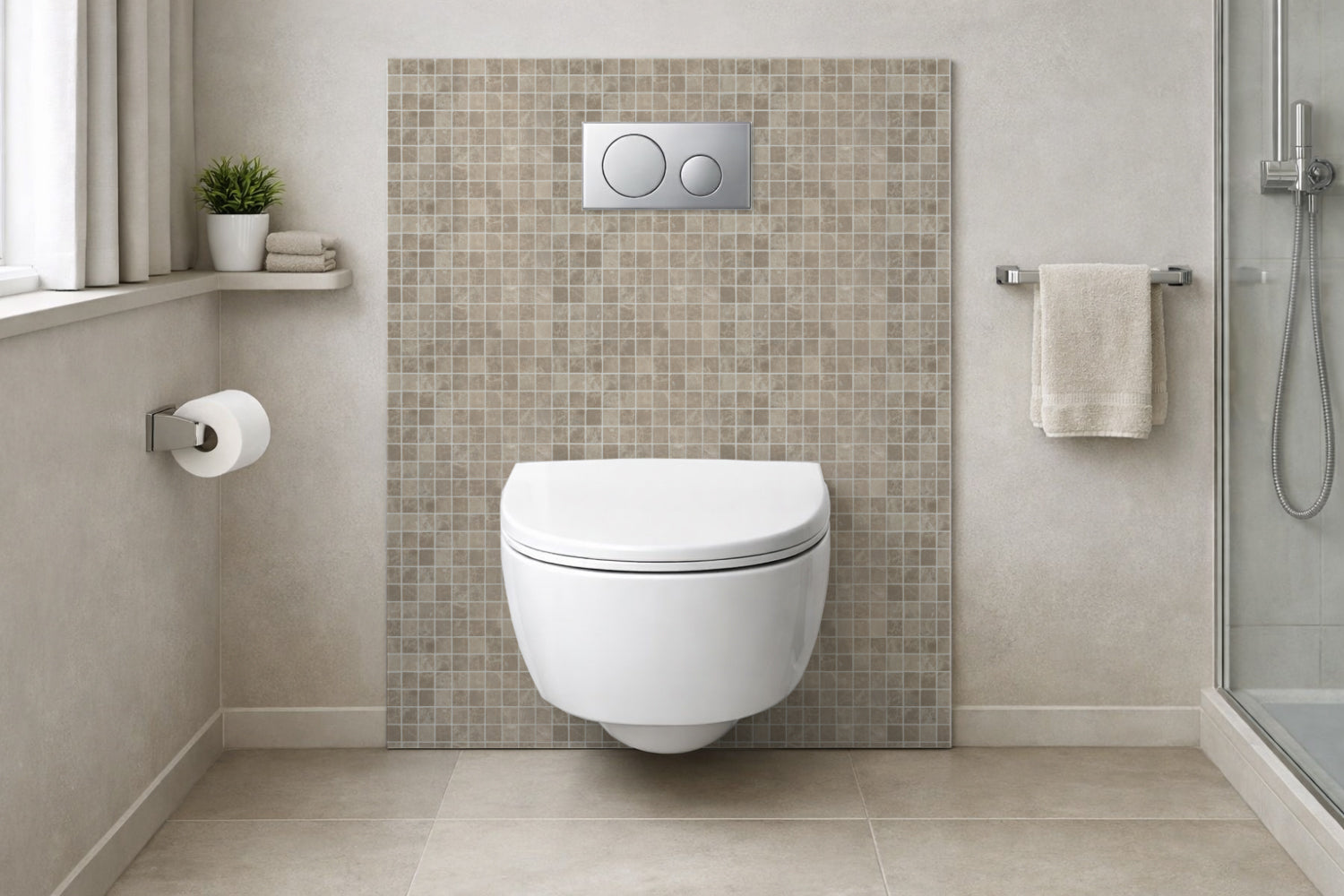 Toilettenrückwand Fliesenoptik