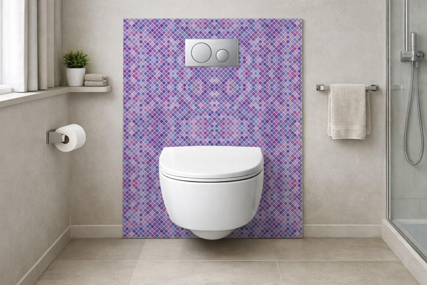 Toilettenrückwand Fliesenoptik