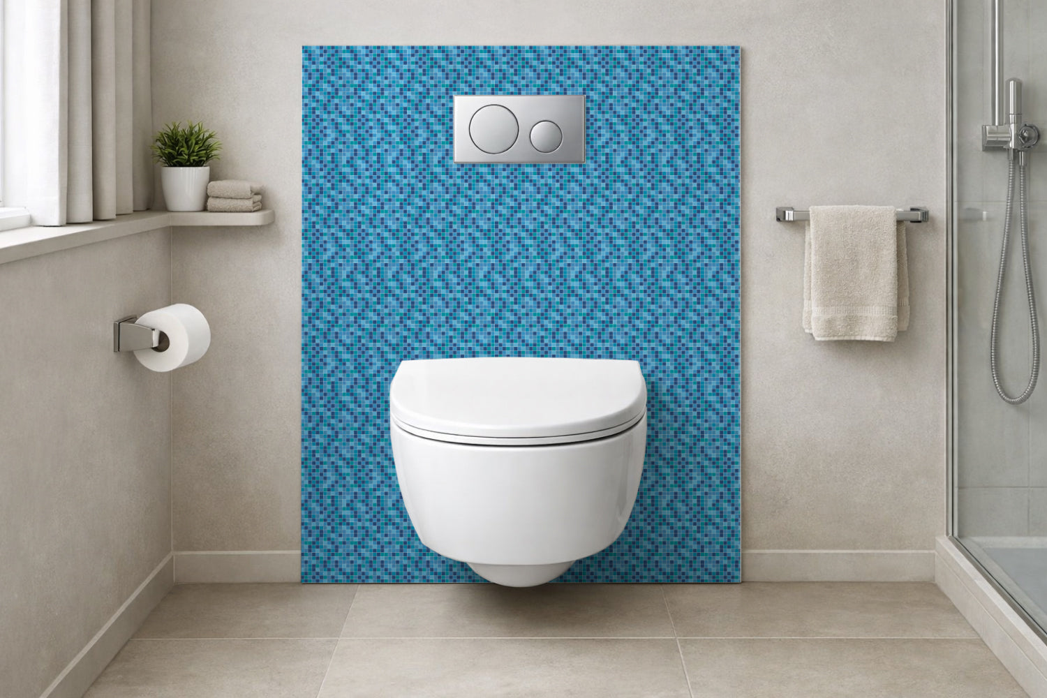 Toilettenrückwand Fliesenoptik