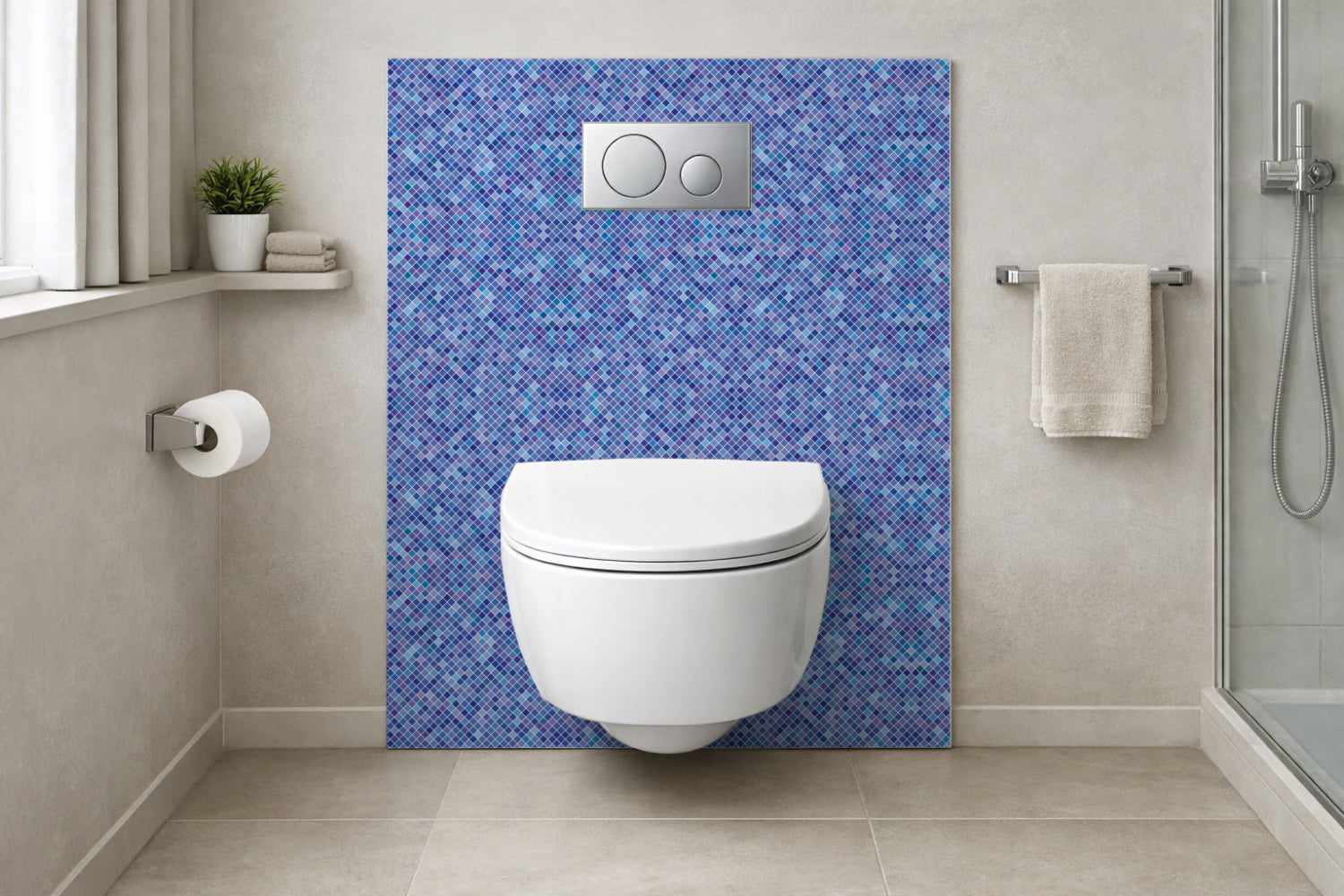Toilettenrückwand Fliesenoptik