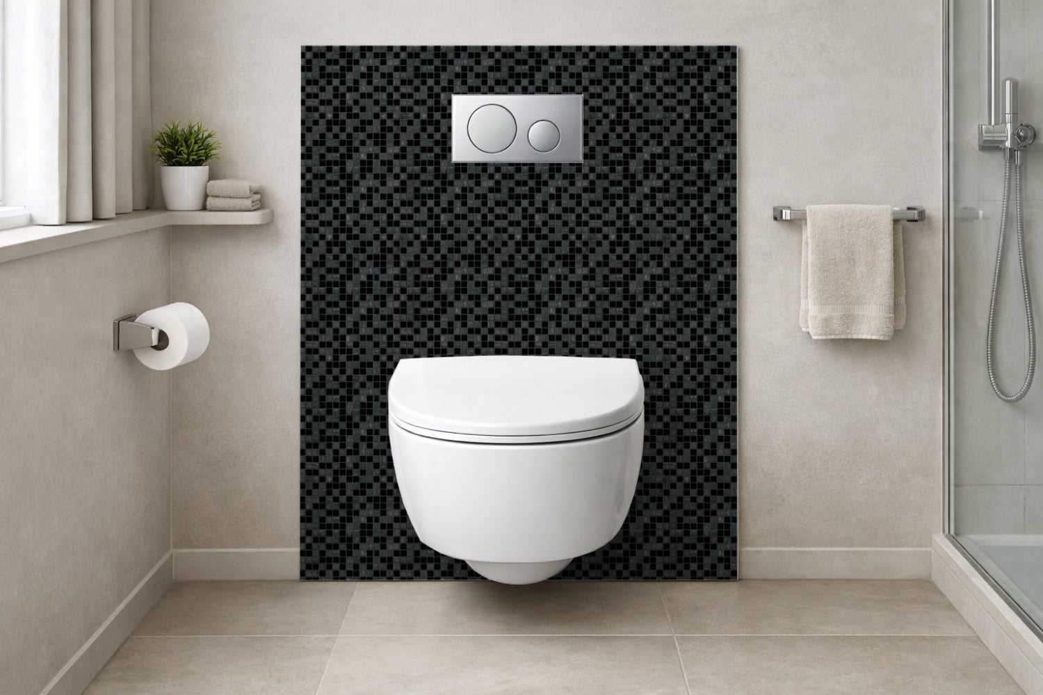 Toilettenrückwand Fliesenoptik