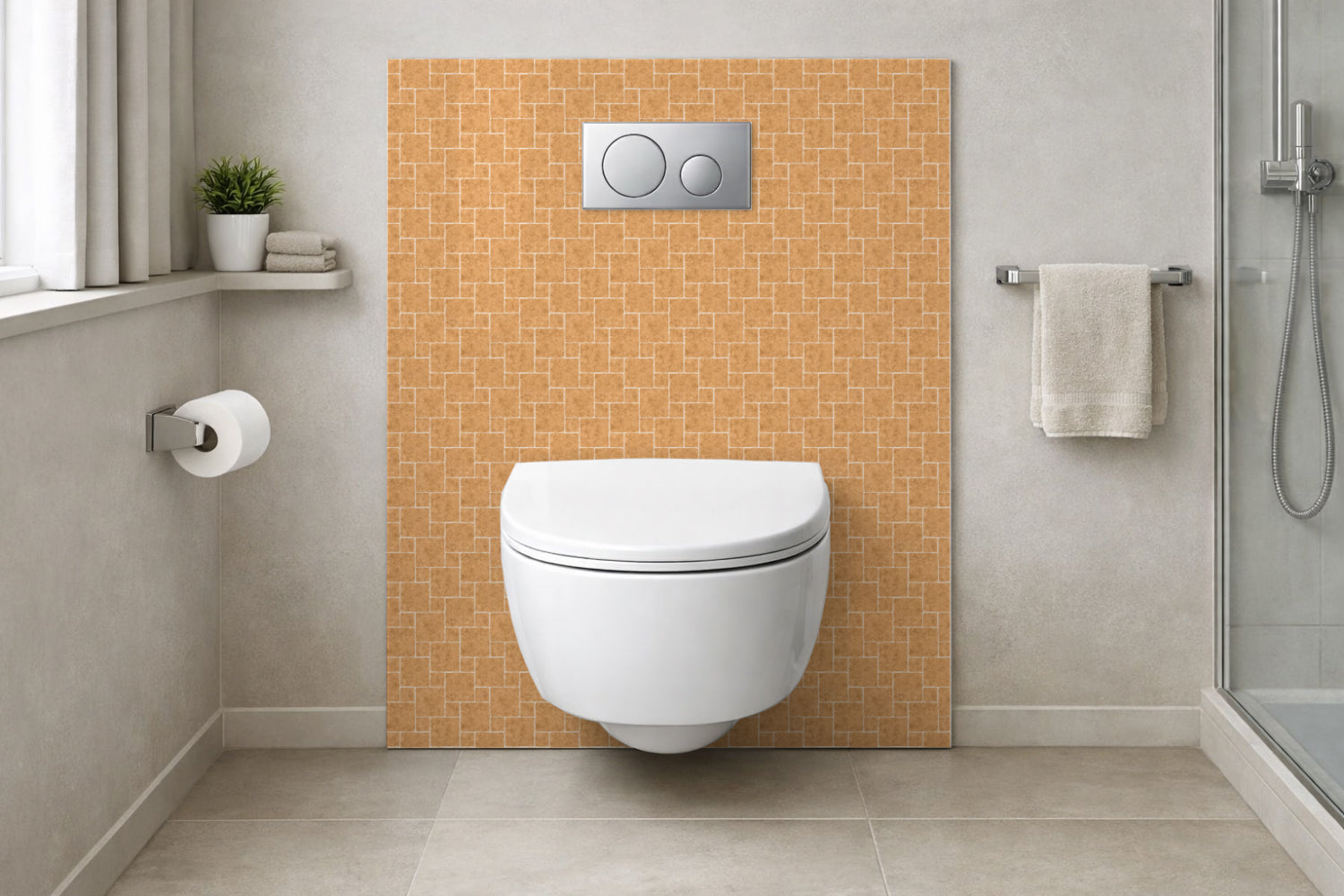 Toilettenrückwand Fliesenoptik