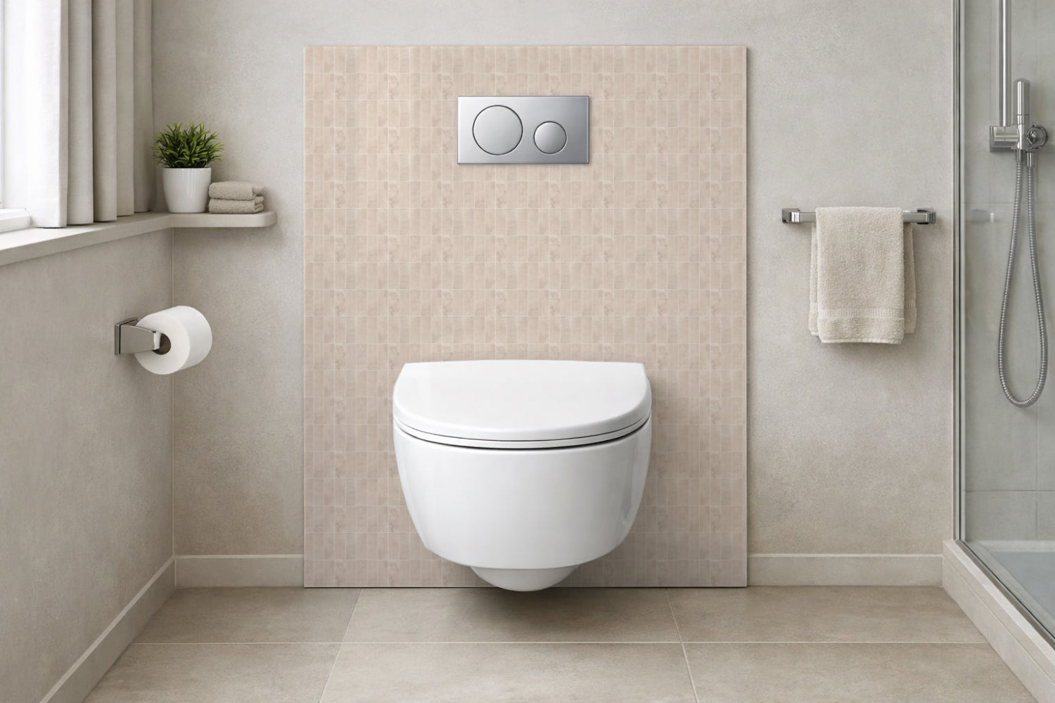 Toilettenrückwand Fliesenoptik