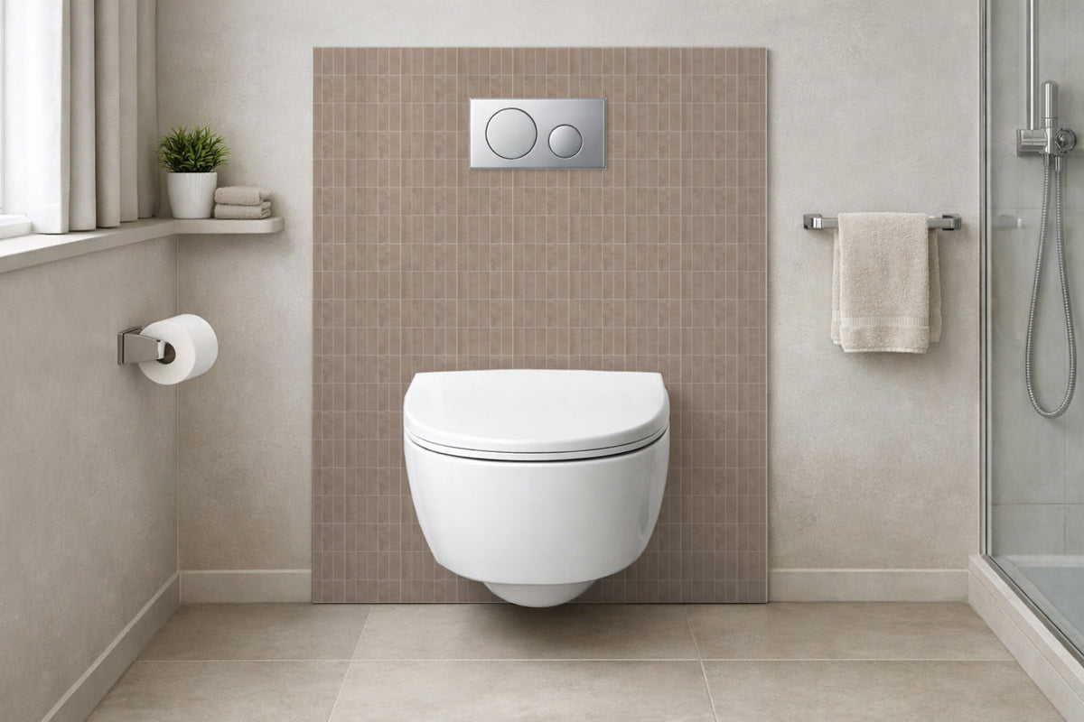 Toilettenrückwand Fliesenoptik