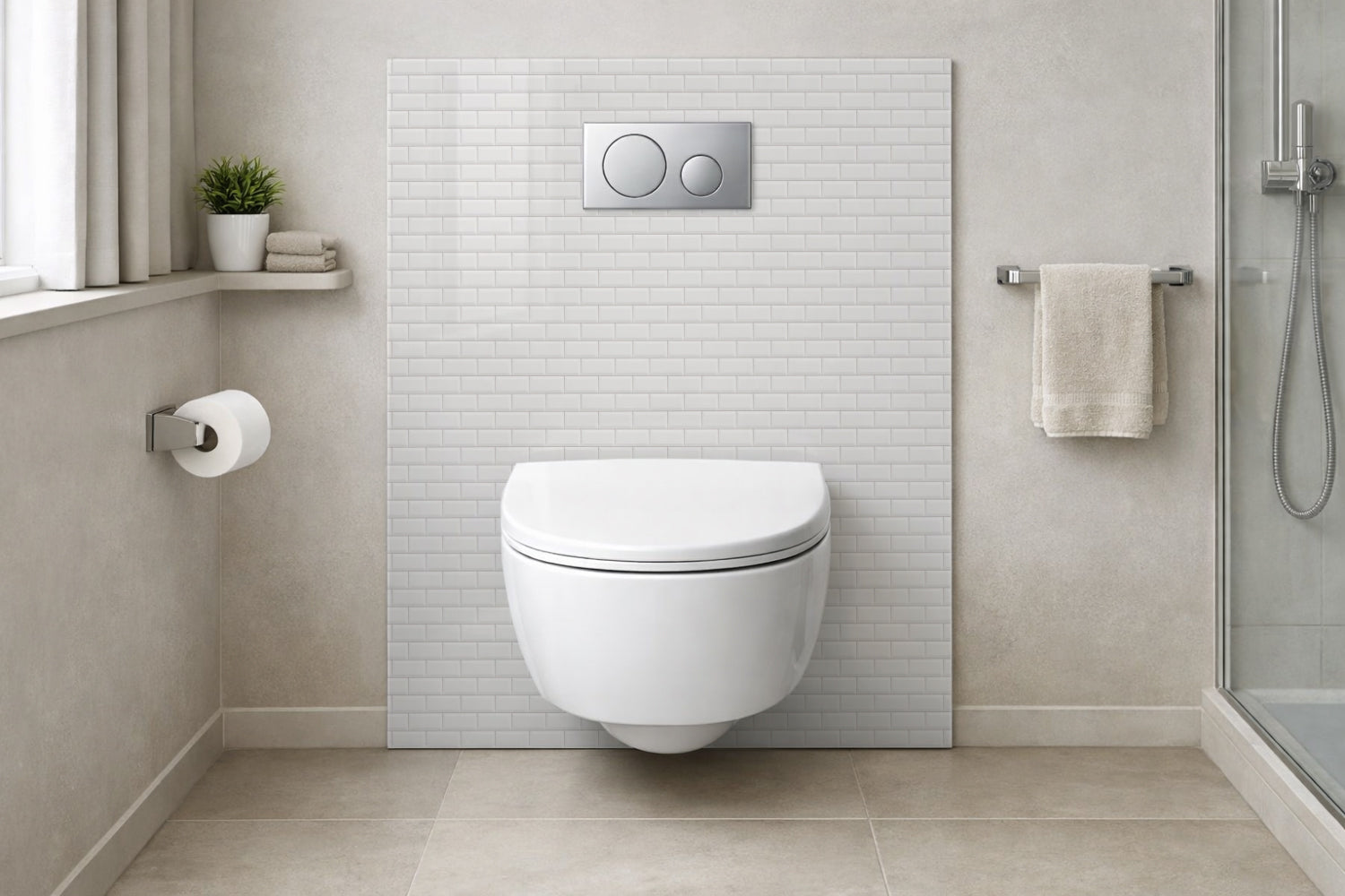 Toilettenrückwand Fliesenoptik