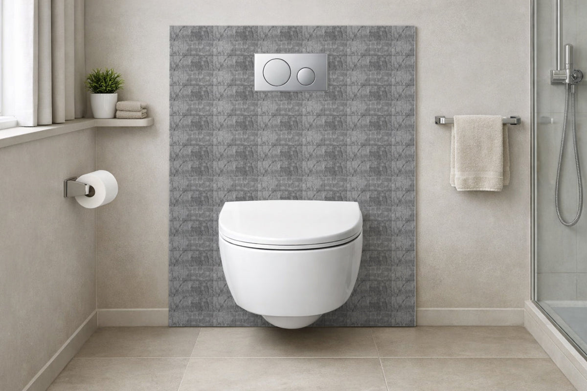 Toilettenrückwand Fliesenoptik