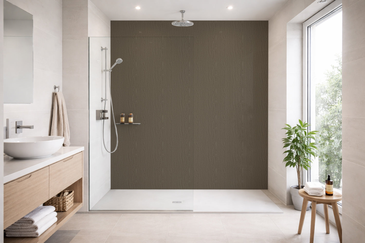 Toilettenrückwand Holzoptik