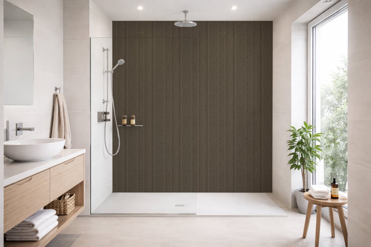 Toilettenrückwand Holzoptik