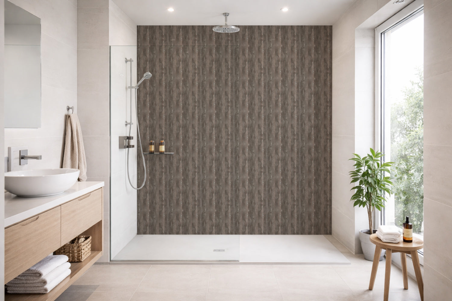 Toilettenrückwand Holzoptik