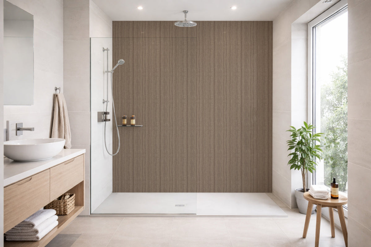 Toilettenrückwand Holzoptik