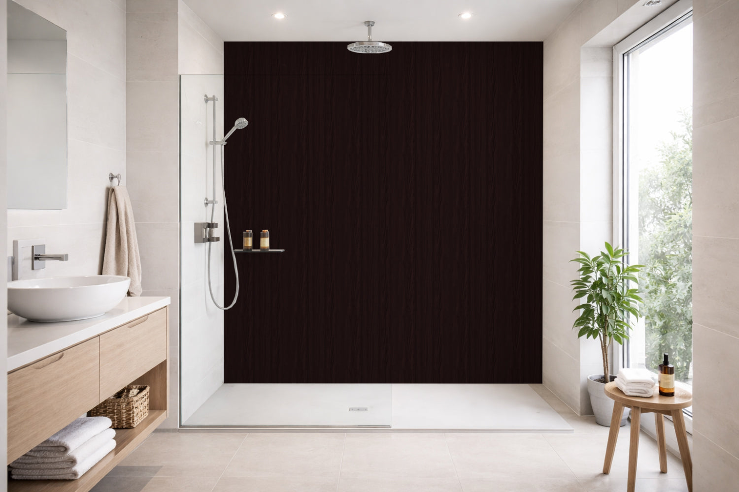 Toilettenrückwand Holzoptik