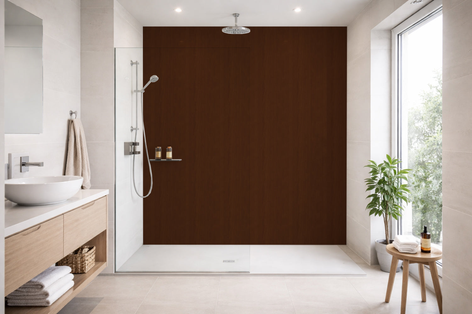 Toilettenrückwand Holzoptik