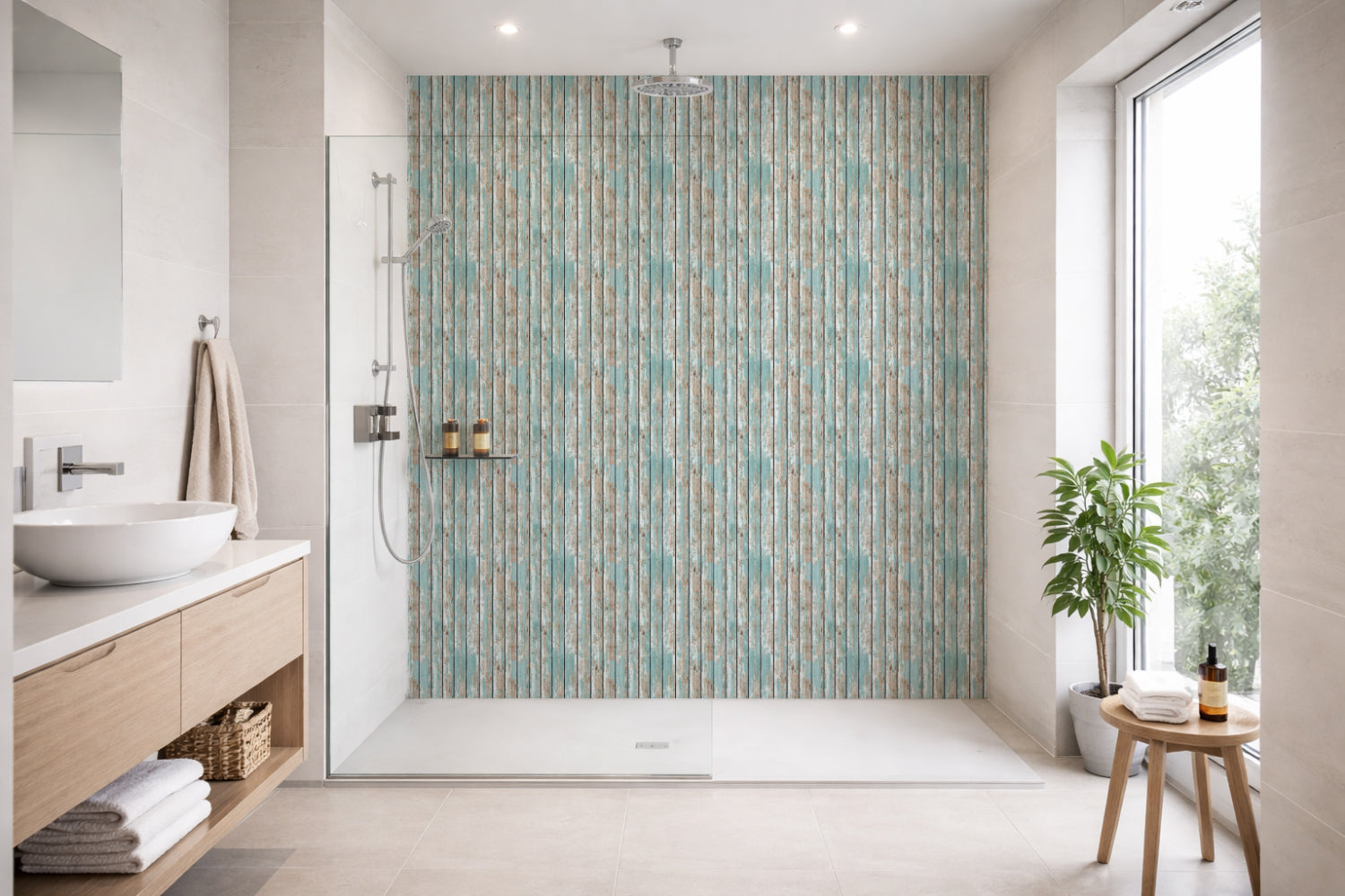 Toilettenrückwand Holzoptik