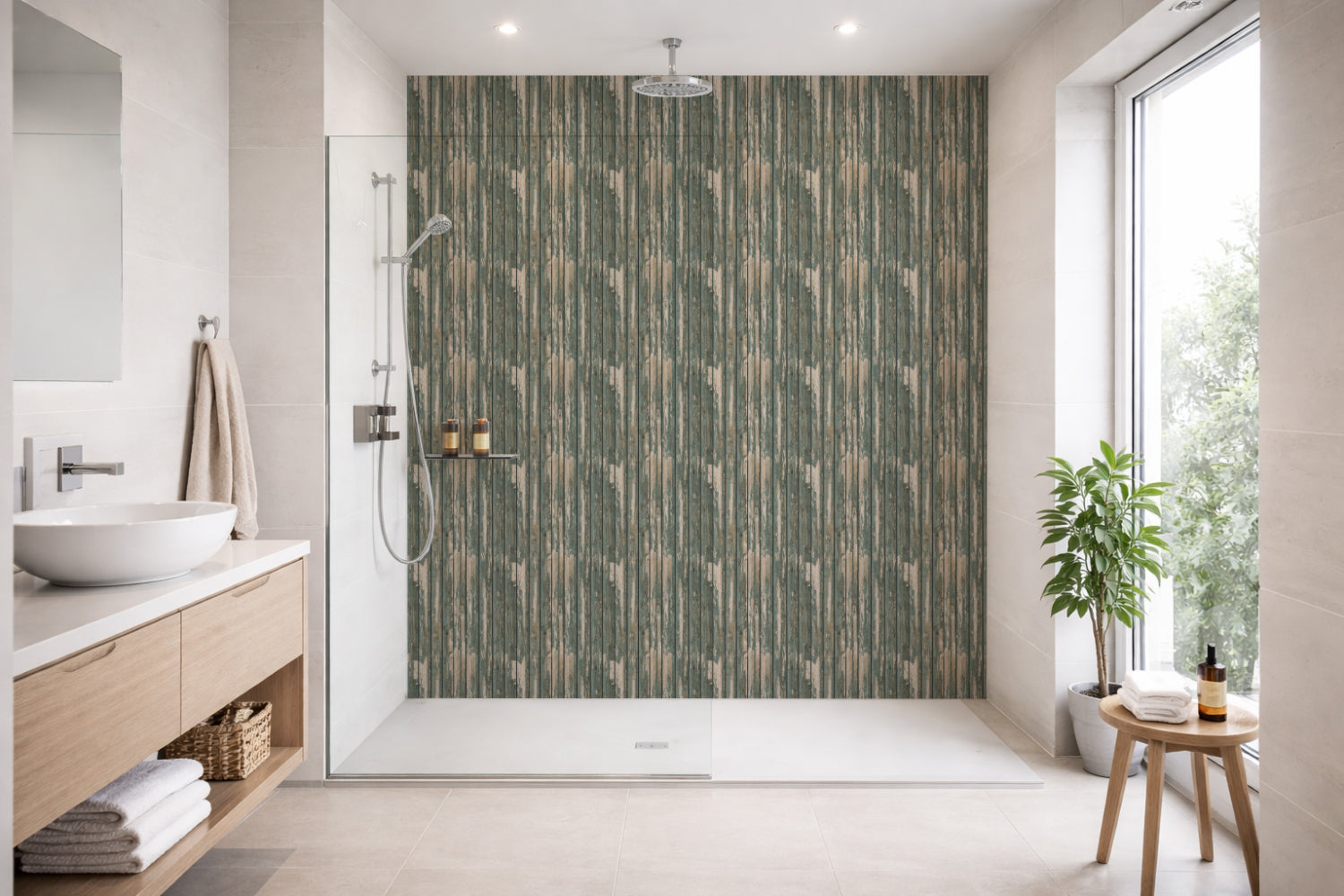 Toilettenrückwand Holzoptik