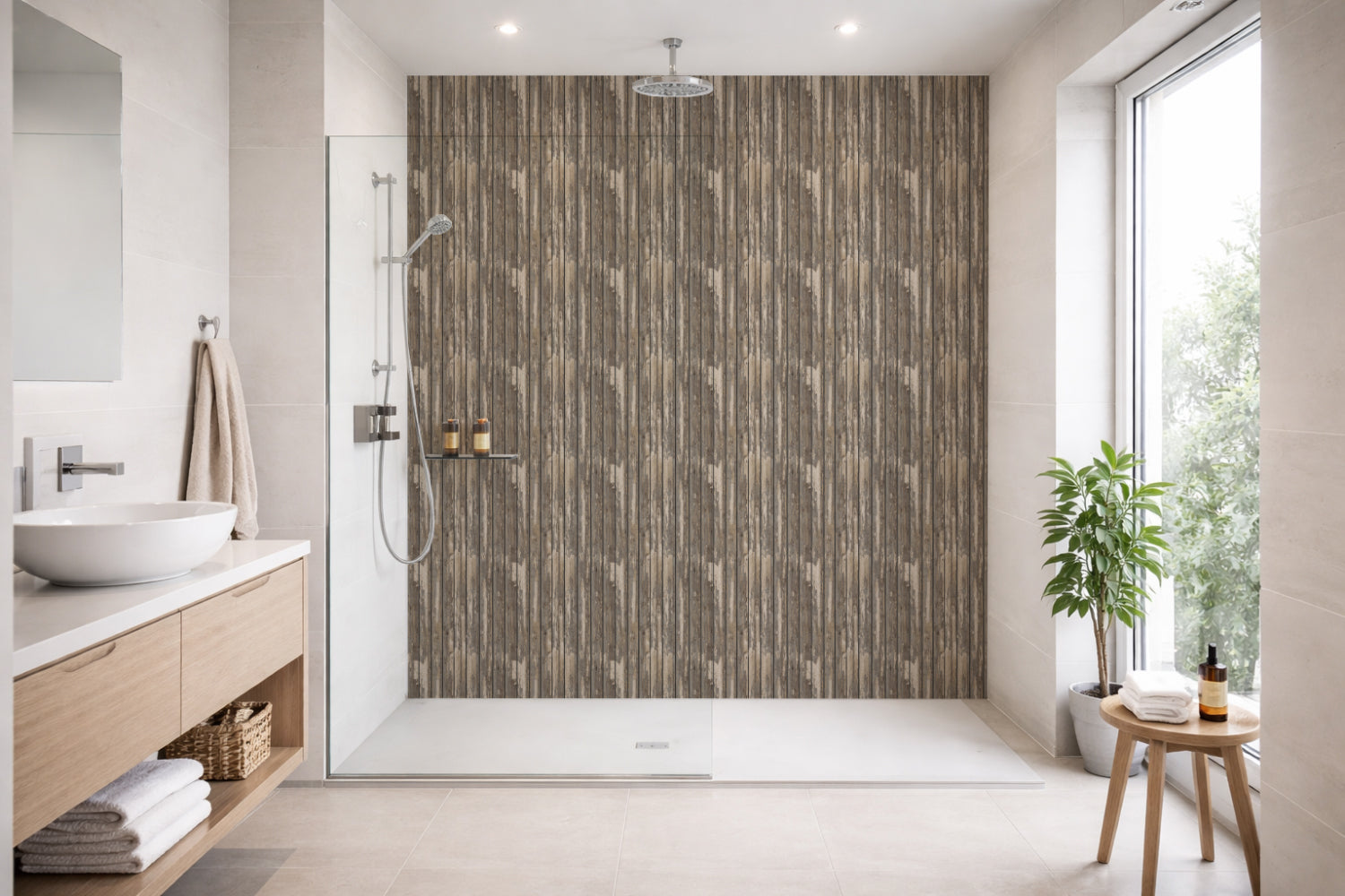 Toilettenrückwand Holzoptik