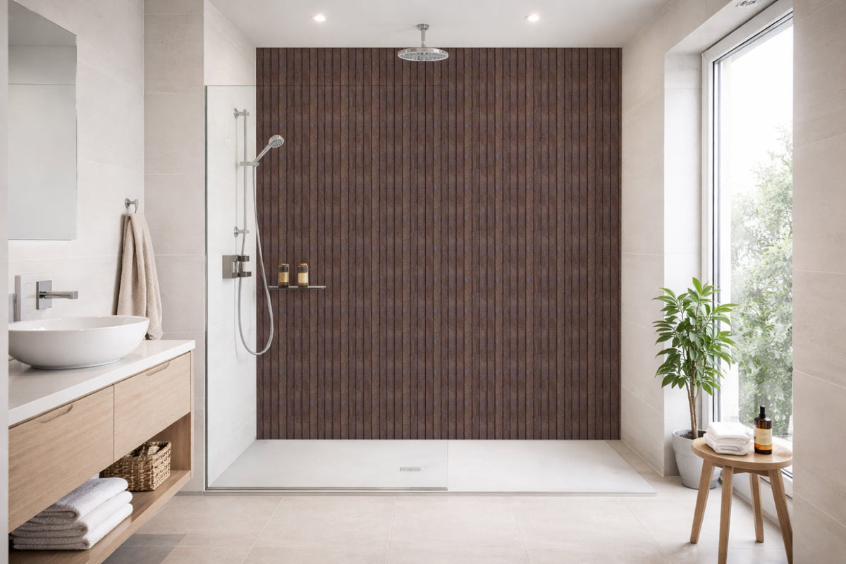 Toilettenrückwand Holzoptik
