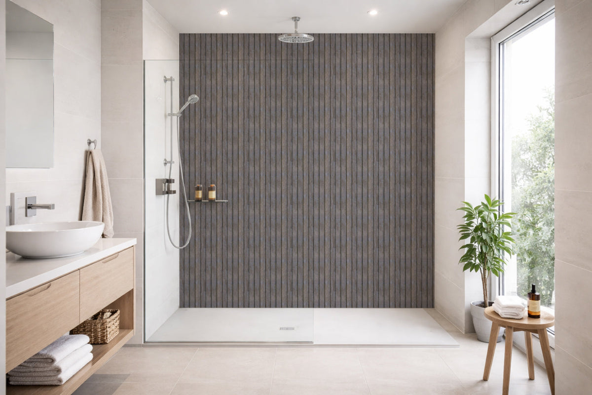 Toilettenrückwand Holzoptik