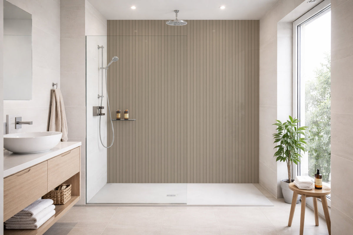 Toilettenrückwand Holzoptik
