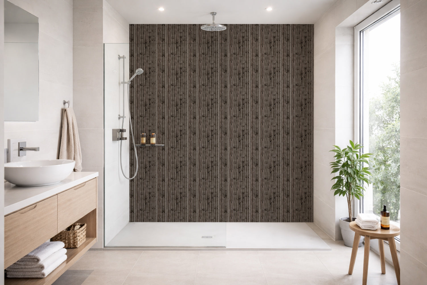 Toilettenrückwand Holzoptik