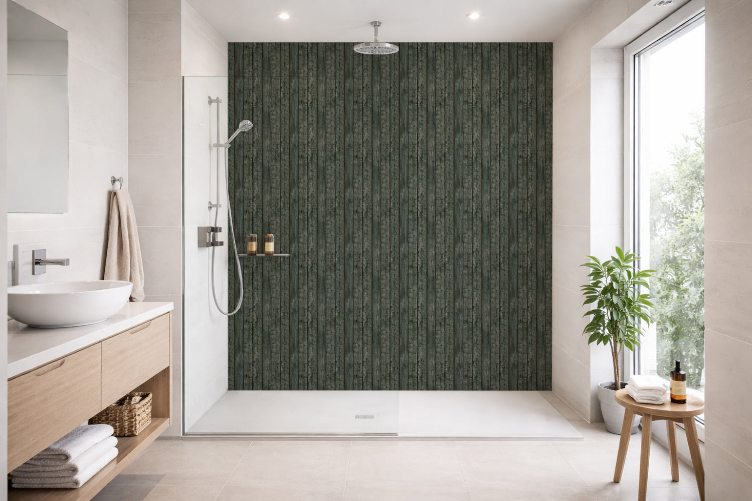Toilettenrückwand Holzoptik