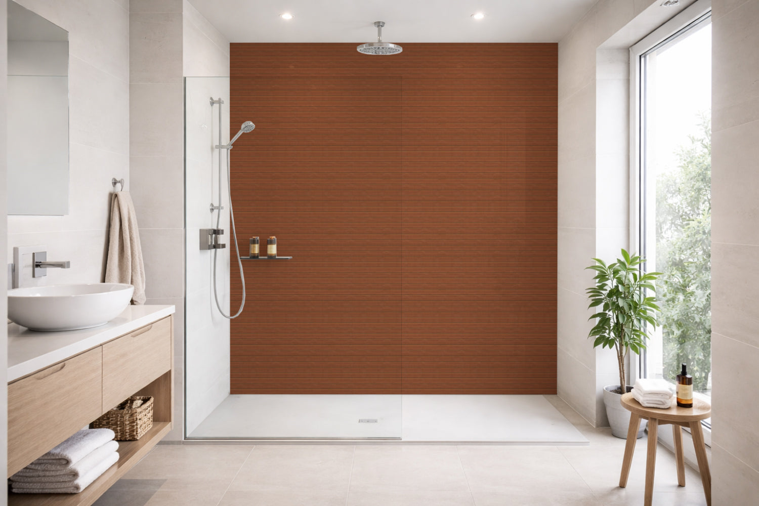 Toilettenrückwand Holzoptik