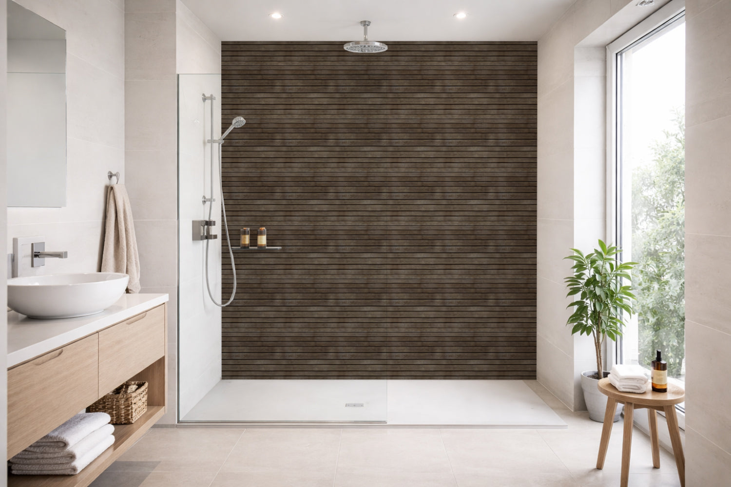 Toilettenrückwand Holzoptik