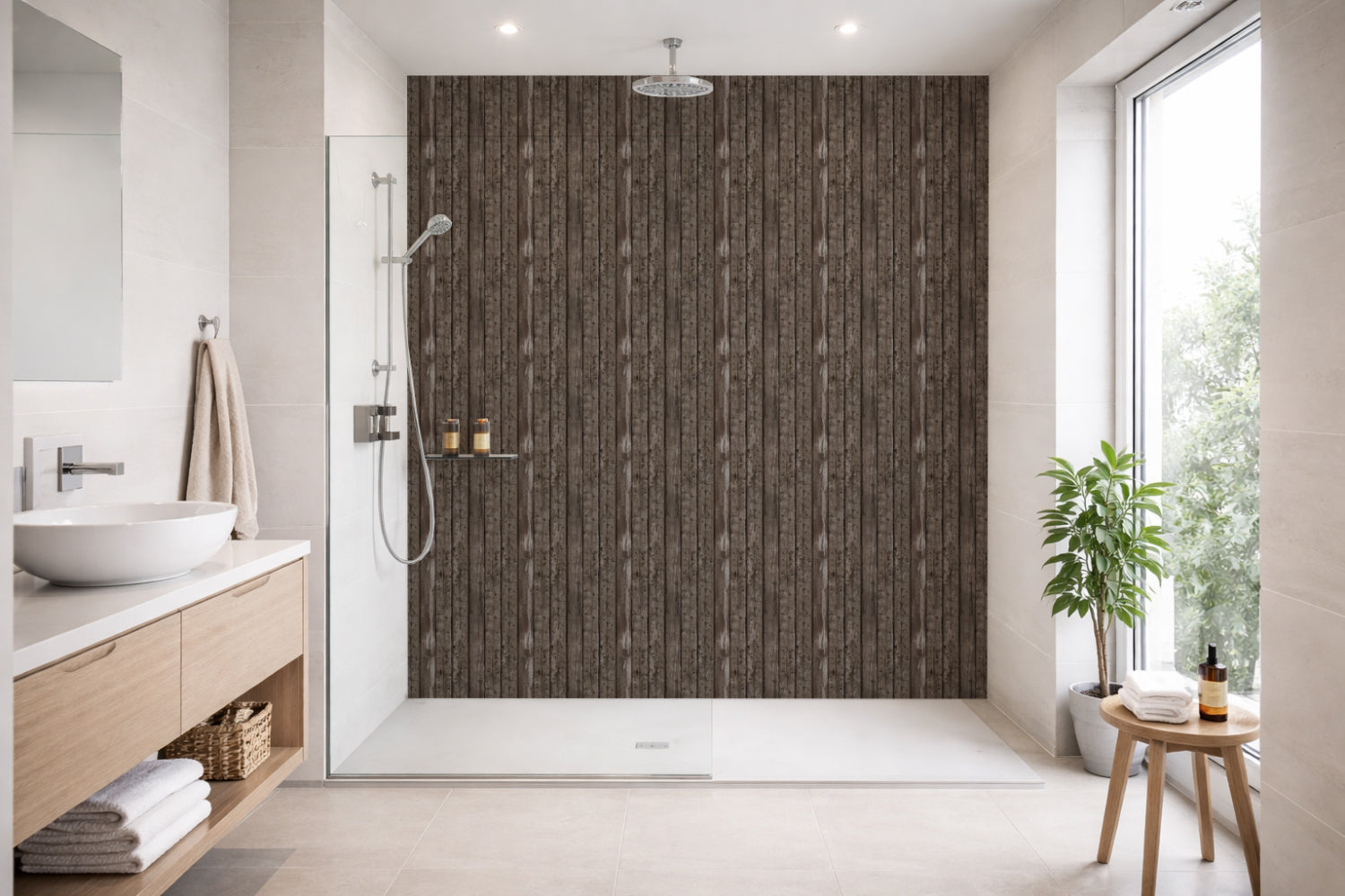 Toilettenrückwand Holzoptik