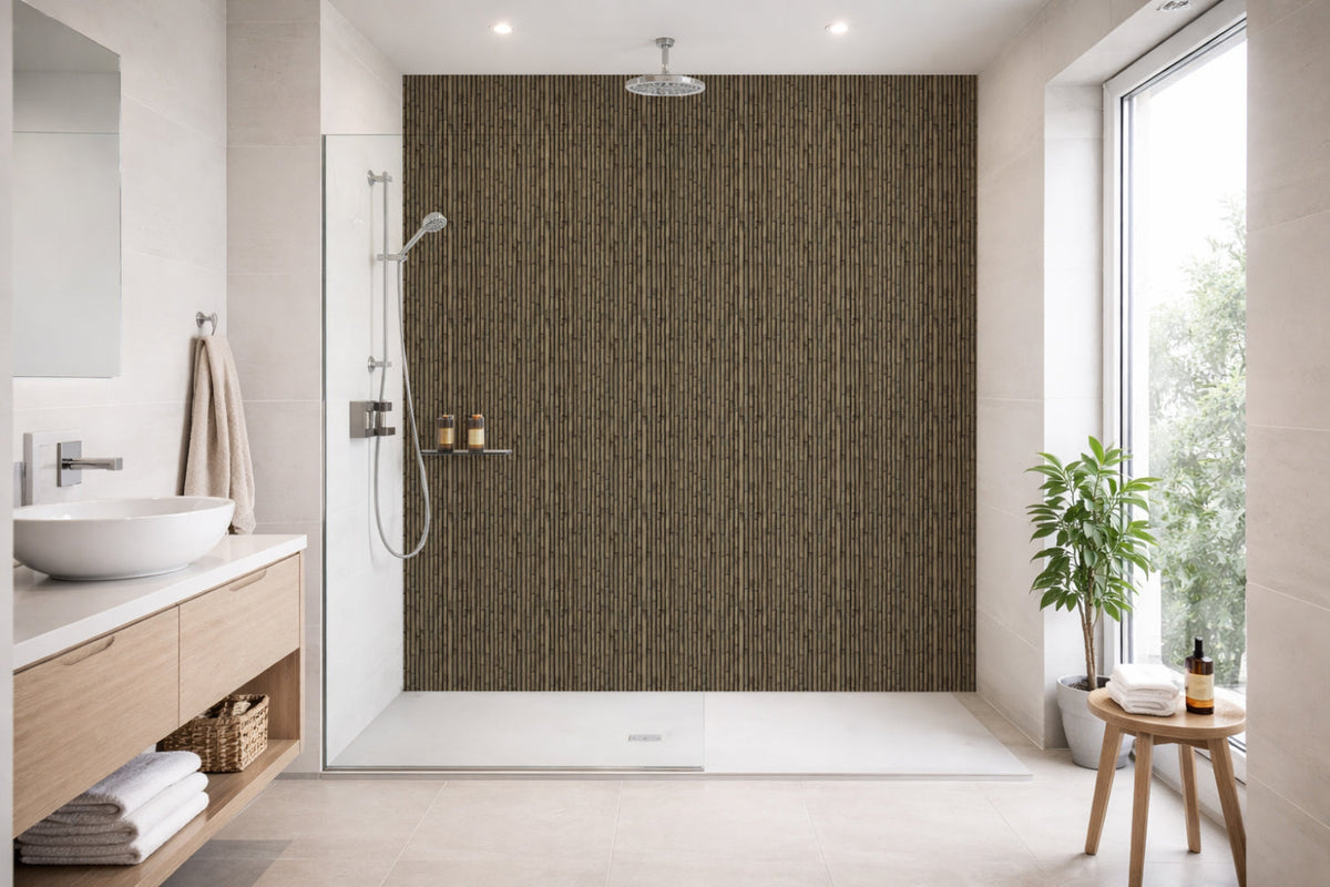 Toilettenrückwand Holzoptik