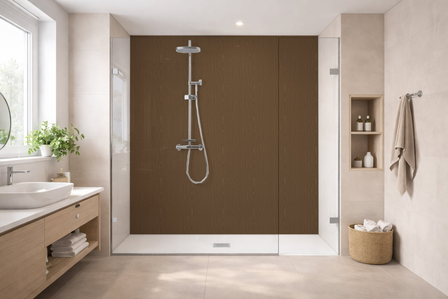 Toilettenrückwand Holzoptik