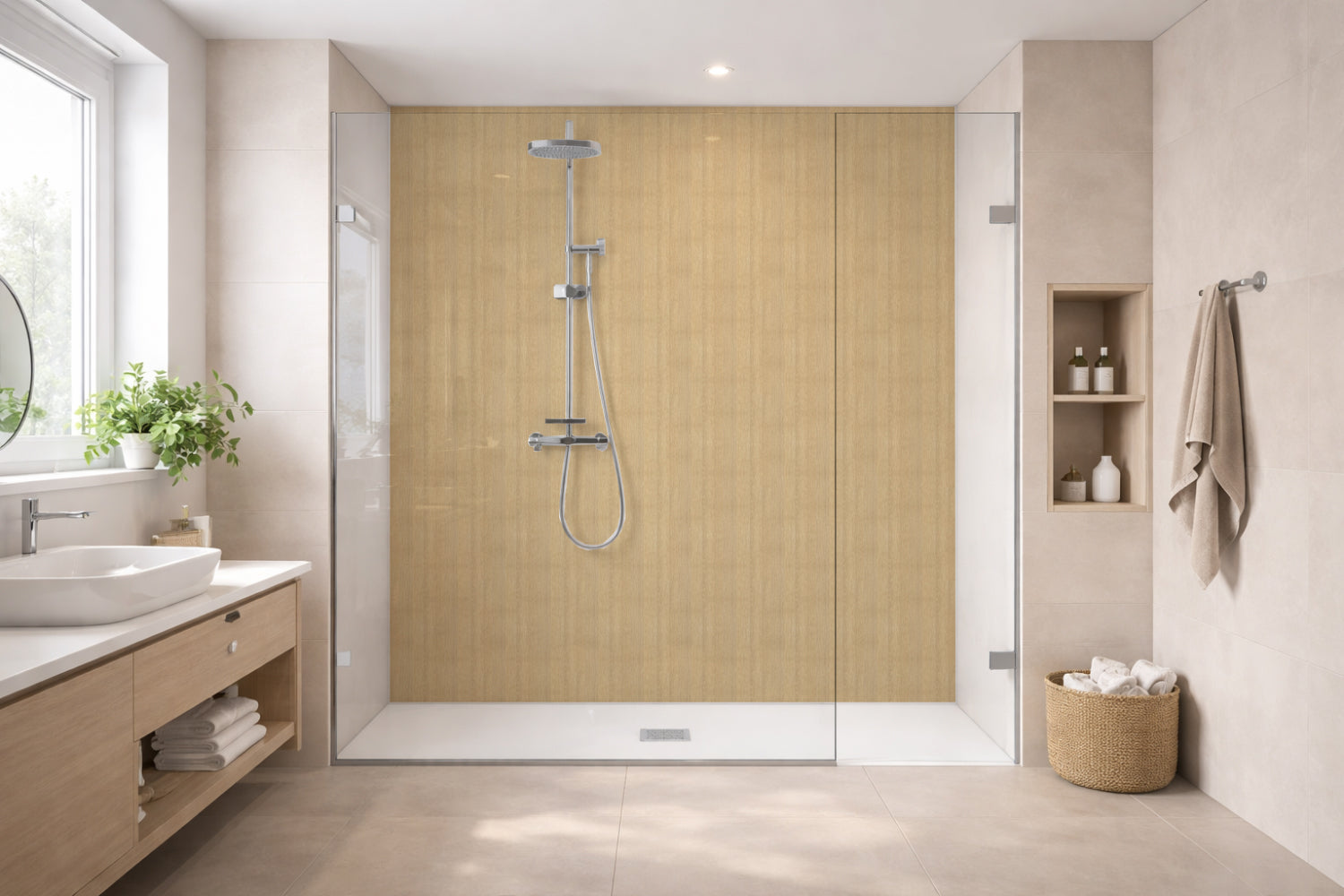 Toilettenrückwand Holzoptik