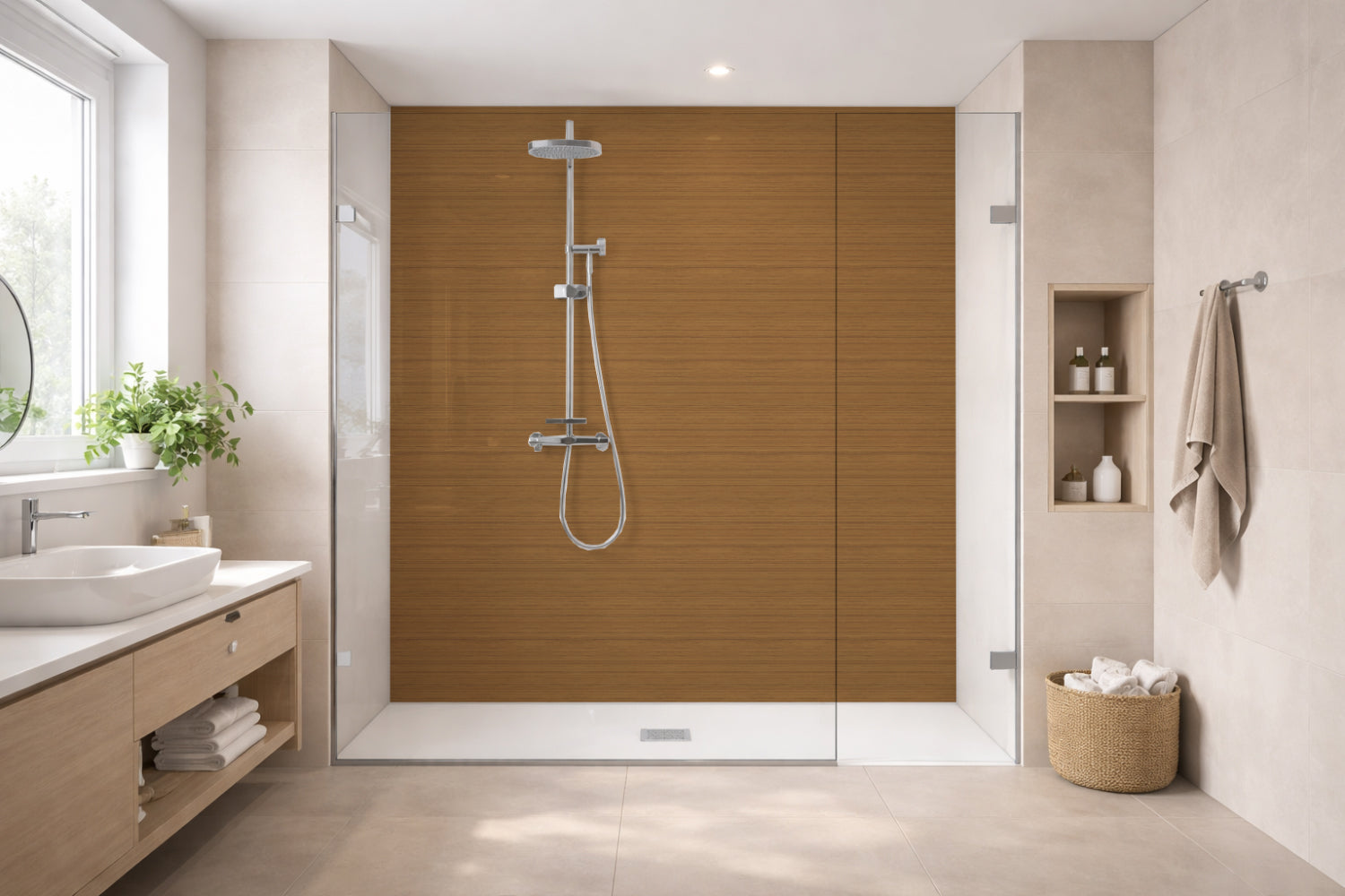 Toilettenrückwand Holzoptik