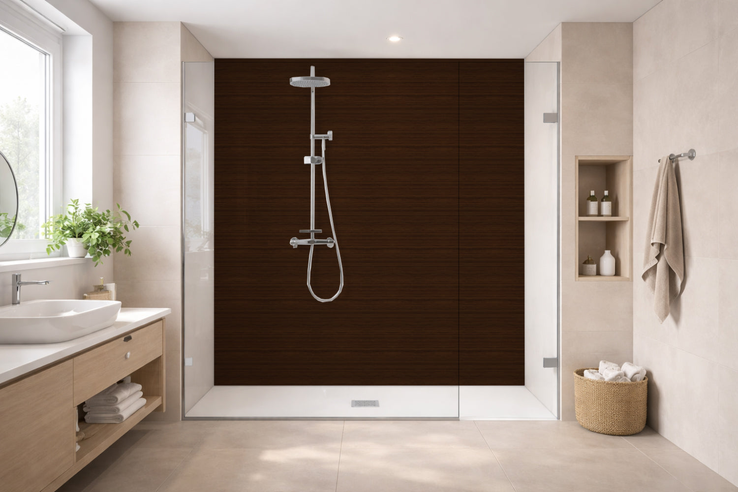Toilettenrückwand Holzoptik
