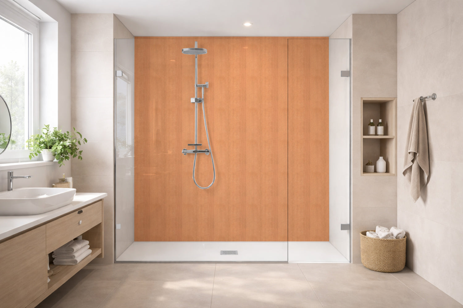 Toilettenrückwand Holzoptik