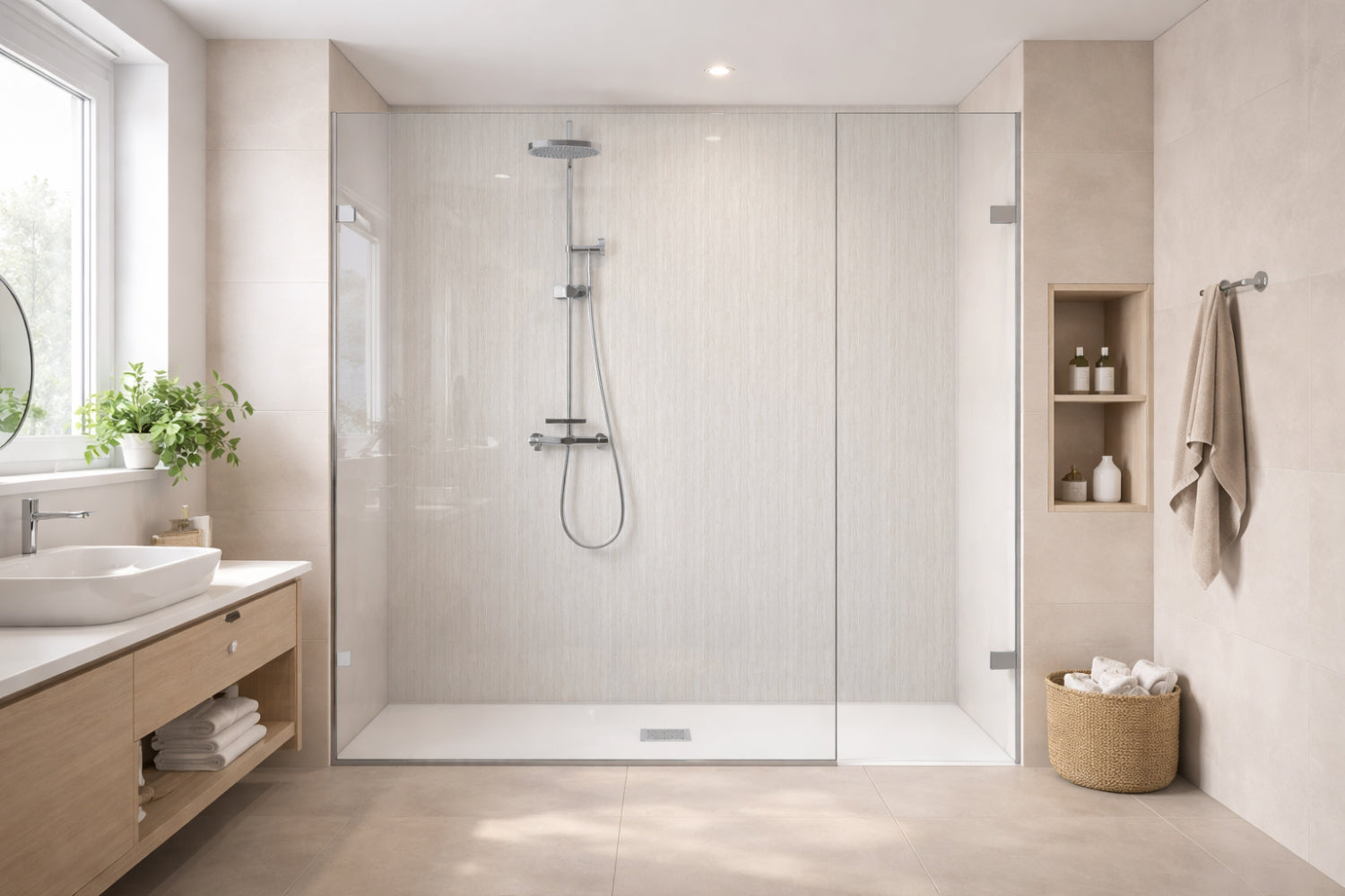 Toilettenrückwand Holzoptik