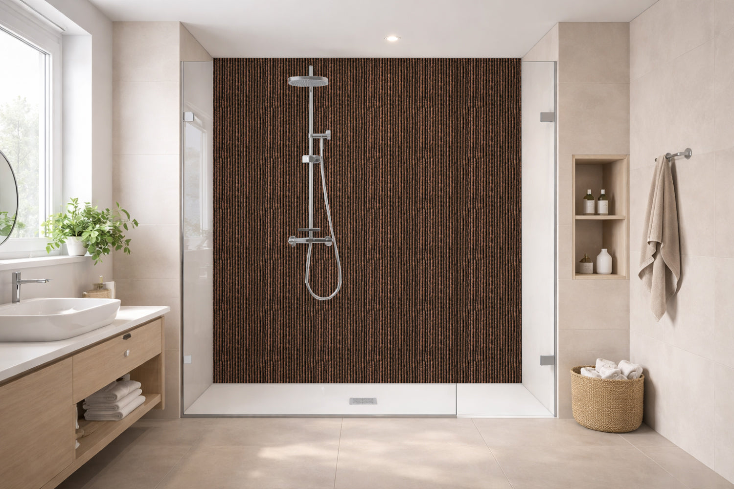 Toilettenrückwand Holzoptik