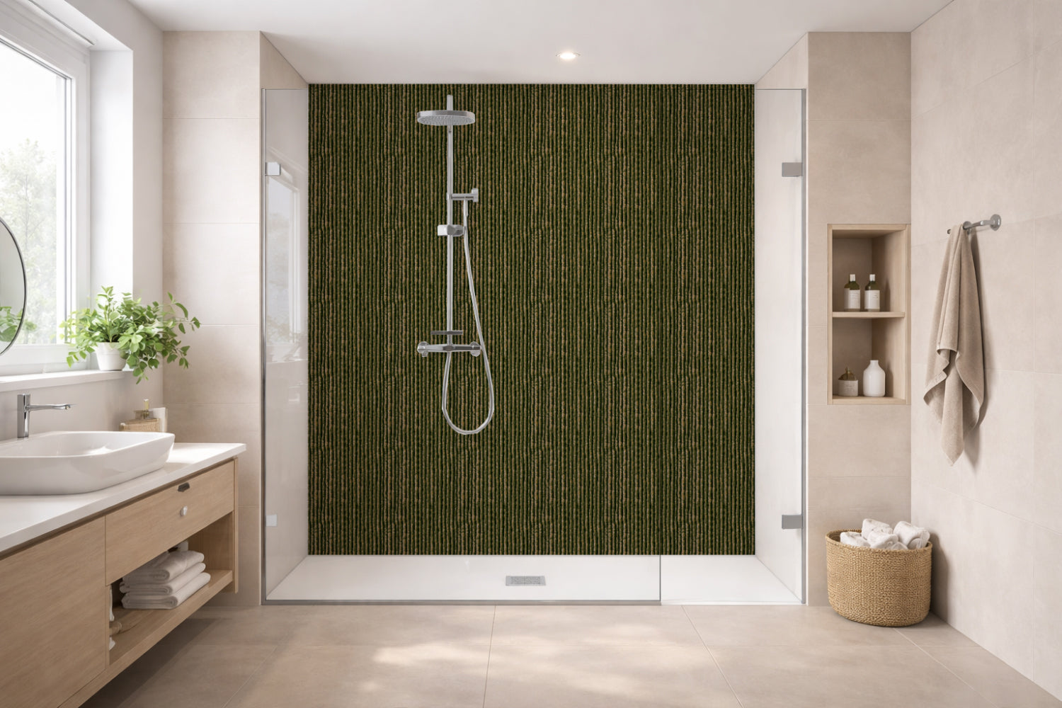 Toilettenrückwand Holzoptik