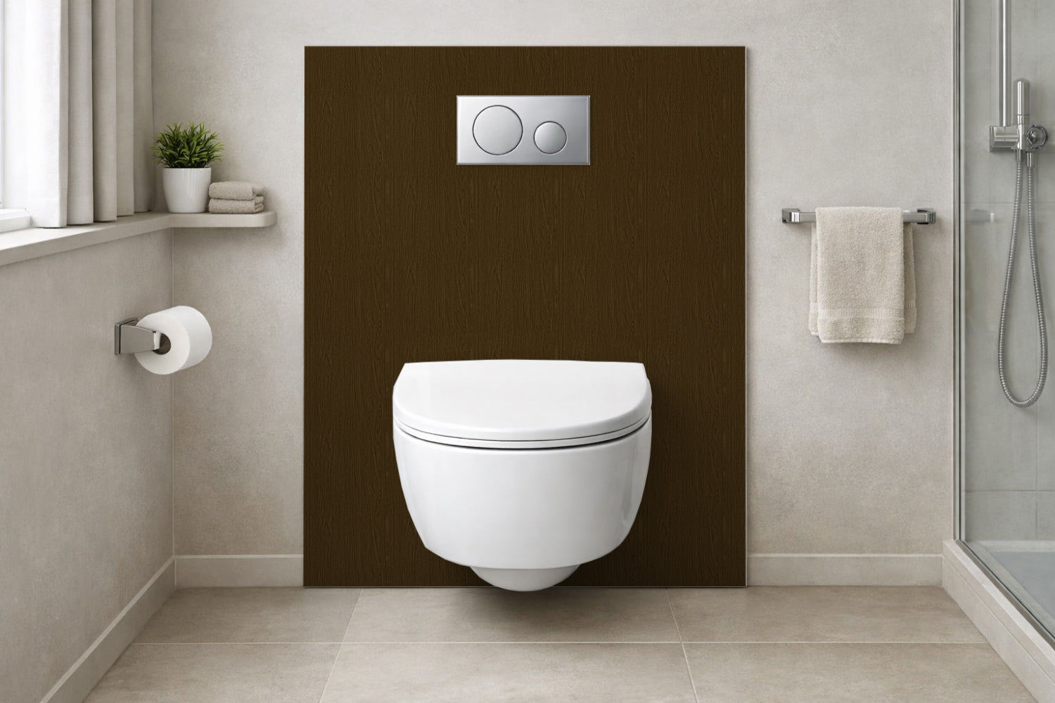 Toilettenrückwand Holzoptik