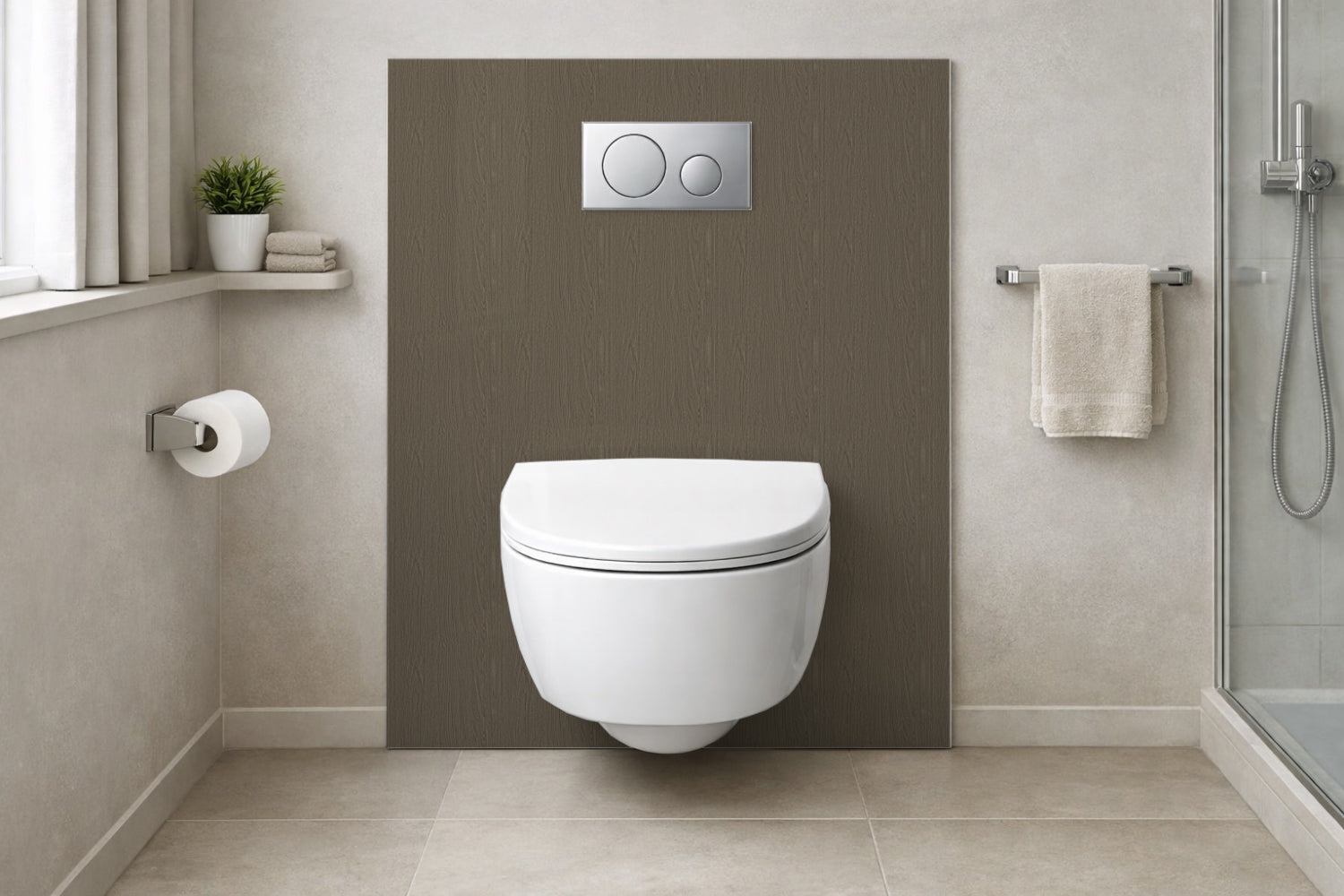 Toilettenrückwand Holzoptik