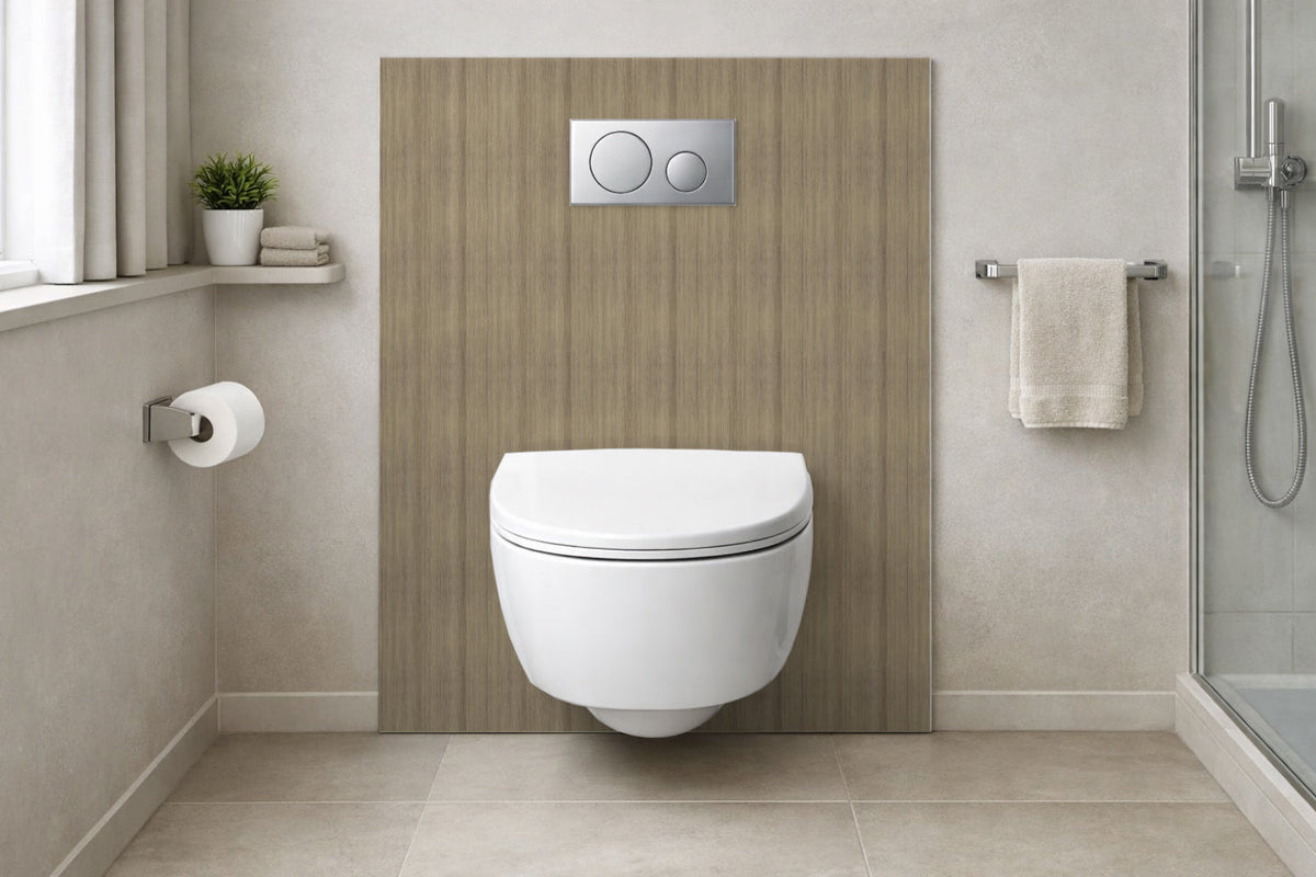 Toilettenrückwand Holzoptik