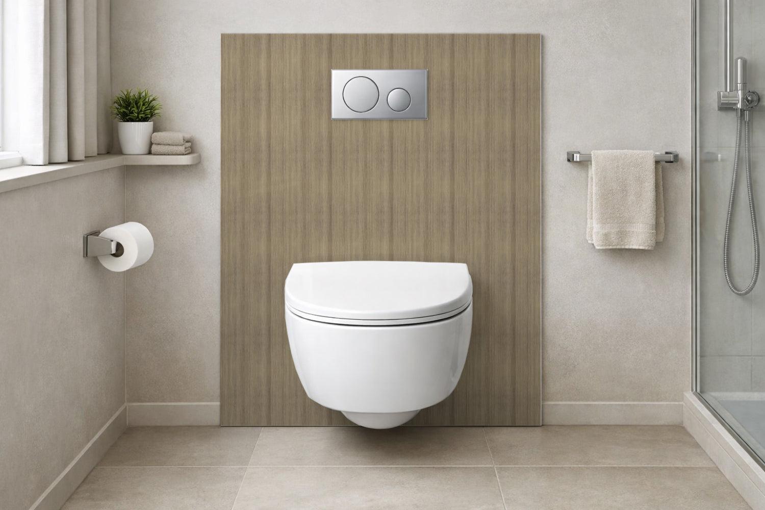 Toilettenrückwand Holzoptik