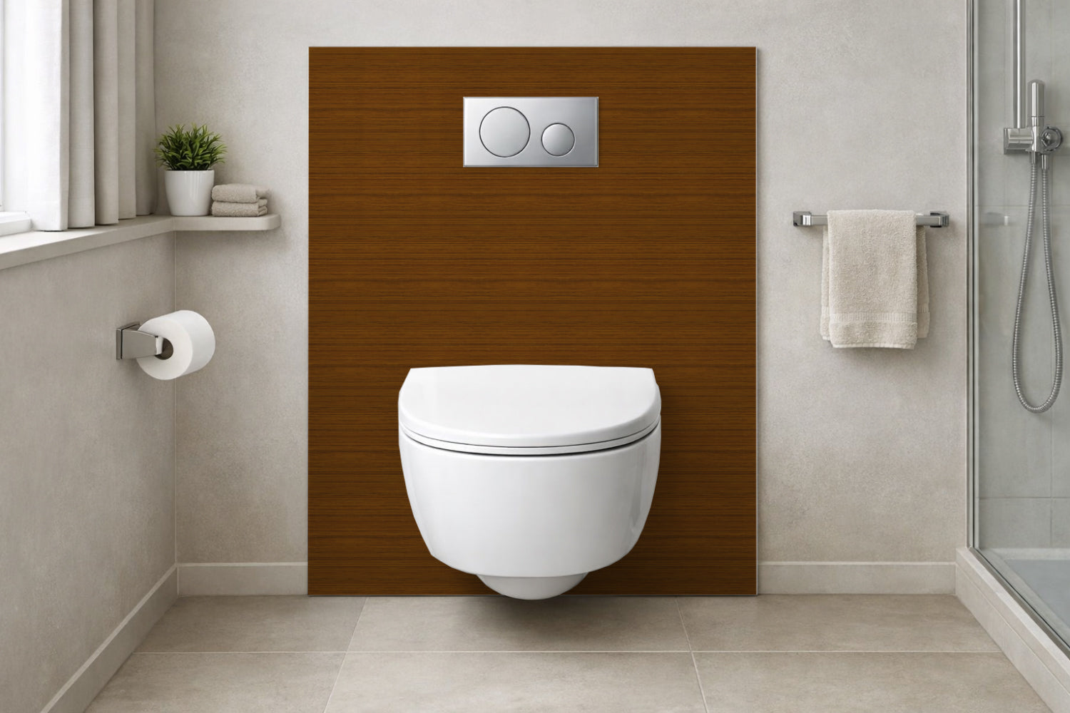 Toilettenrückwand Holzoptik
