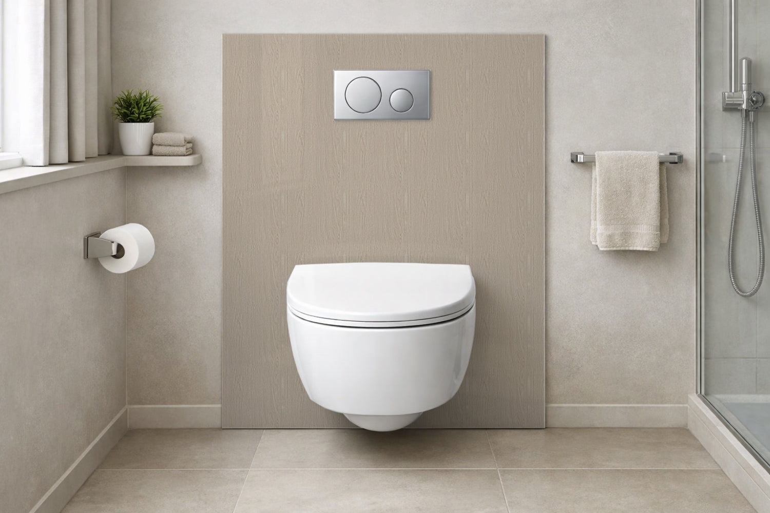 Toilettenrückwand Holzoptik