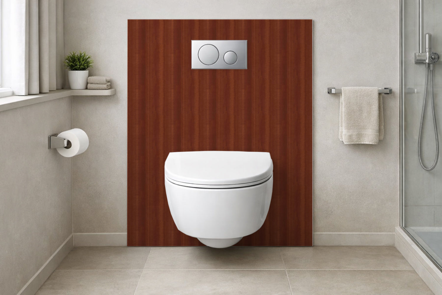 Toilettenrückwand Holzoptik