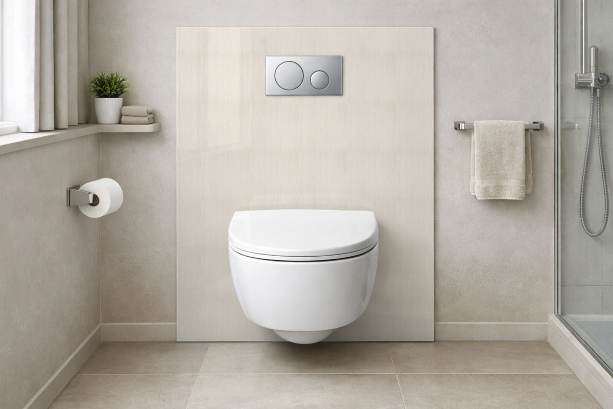Toilettenrückwand Holzoptik