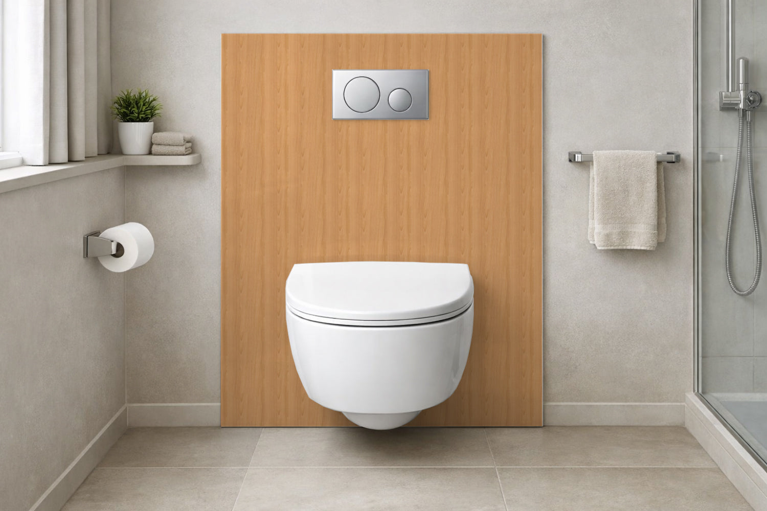 Toilettenrückwand Holzoptik