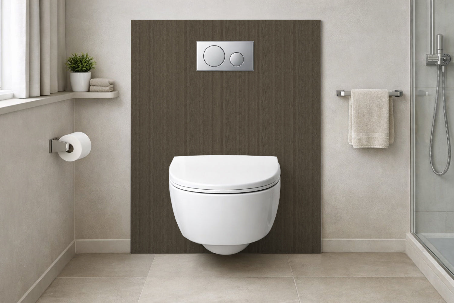 Toilettenrückwand Holzoptik