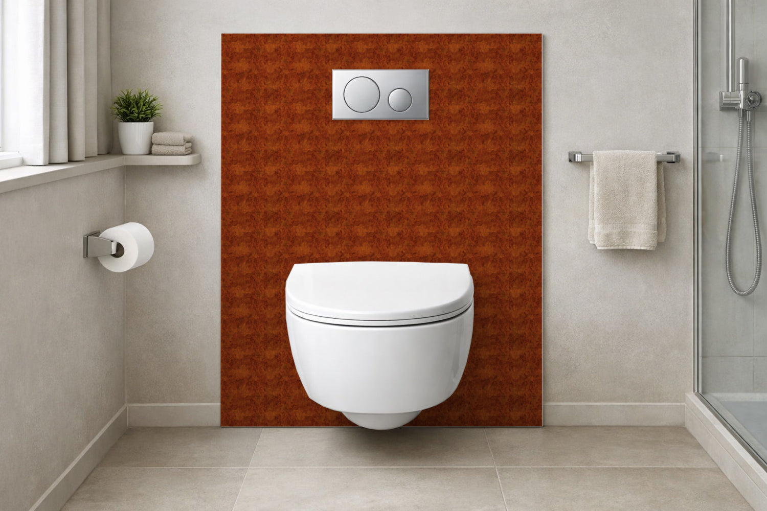 Toilettenrückwand Holzoptik